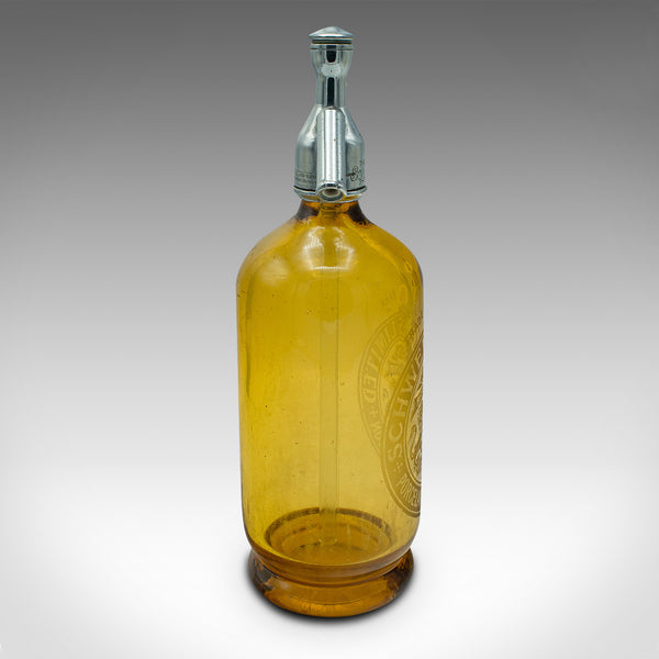 Pair Of Vintage Amber Soda Syphons, English, Decor, Glass, Bistro Seltzer Bottle