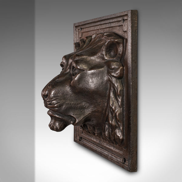 Heavy Antique Country House Lion Wall Plaque, English, Decor, Relief, Victorian