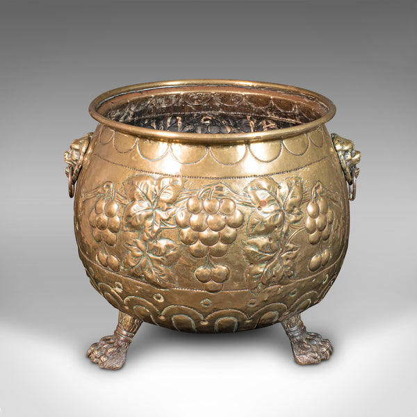 Antique Decorative Fireside Bin, English, Brass, Fire Bucket, Georgian, C.1800