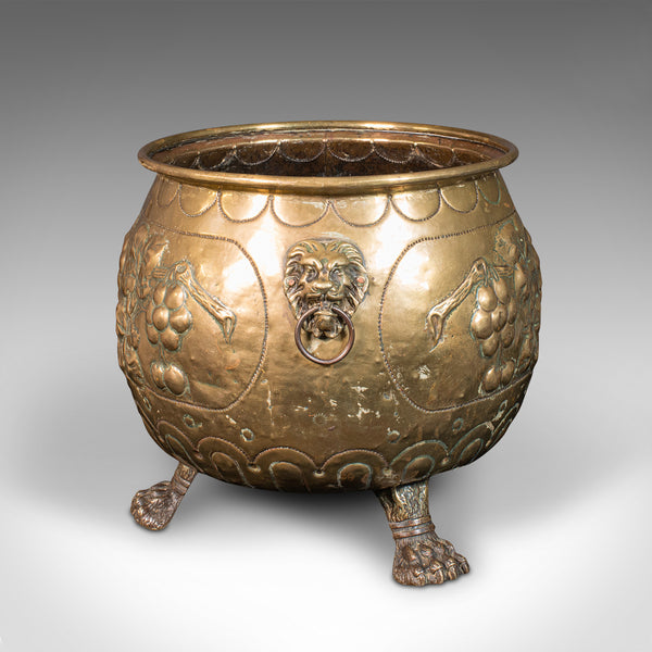 Antique Decorative Fireside Bin, English, Brass, Fire Bucket, Georgian, C.1800
