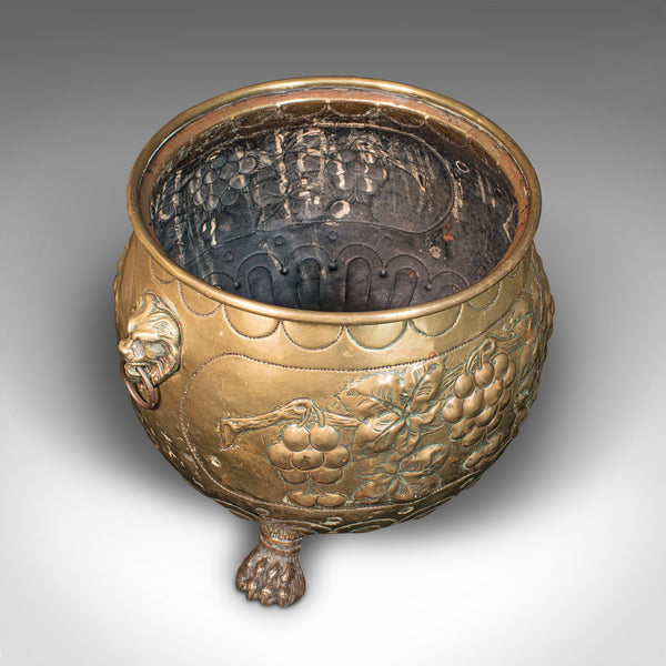 Antique Decorative Fireside Bin, English, Brass, Fire Bucket, Georgian, C.1800