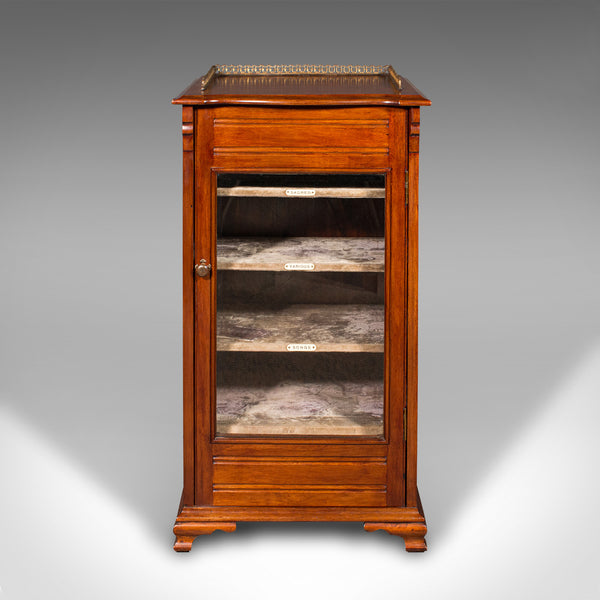 Antique Music Cabinet, English, Walnut, Glass, Display Case, Bookcase, Edwardian