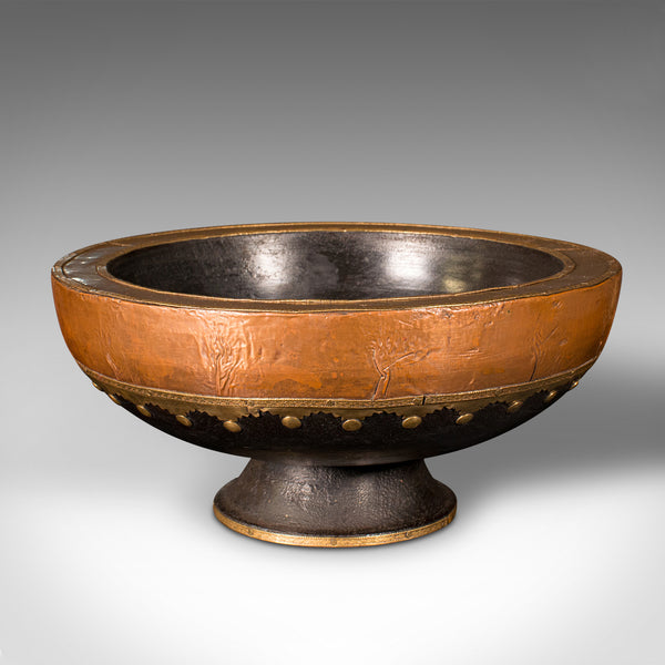 Antique Ceremonial Bowl, Indian, Ebonised, Dish, Brass, Copper, Decor, Victorian