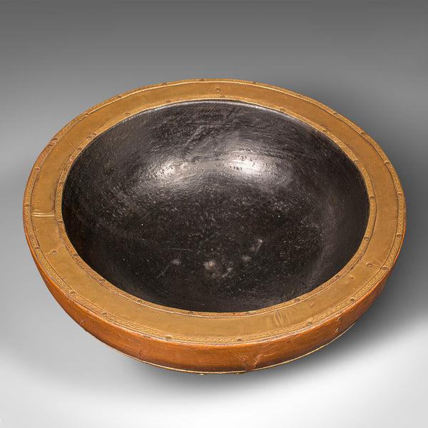 Antique Ceremonial Bowl, Indian, Ebonised, Dish, Brass, Copper, Decor, Victorian