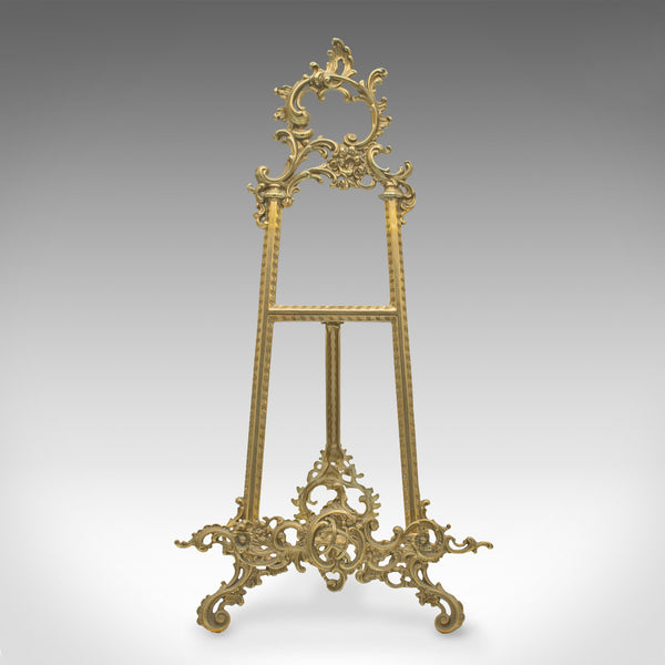Antique Decorative Picture Stand, English, Brass, Book Rest, Easel, Art Nouveau