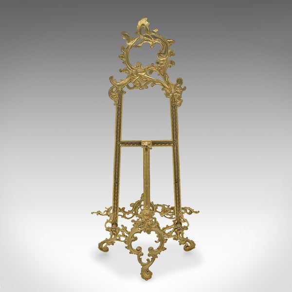 Antique Decorative Picture Stand, English, Brass, Book Rest, Easel, Art Nouveau