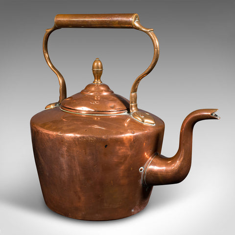 Antique Fireside Kettle, English Copper, Decorative, Fireplace Teapot, Victorian