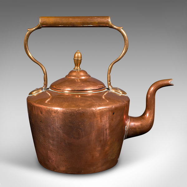 Antique Fireside Kettle, English Copper, Decorative, Fireplace Teapot, Victorian