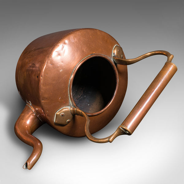 Antique Fireside Kettle, English Copper, Decorative, Fireplace Teapot, Victorian