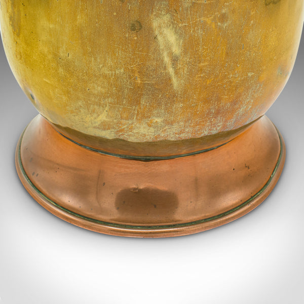 Tall Antique Pouring Jug, English, Brass, Copper, Ewer, Stem Vase, Victorian