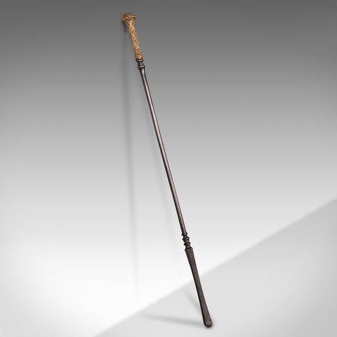 Antique Fire Poker, English, Cast Iron, Brass, Decor, Fireside Tool, Georgian