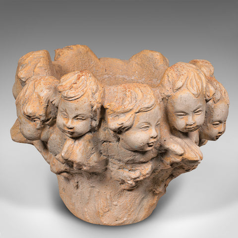 Vintage Decorative Cherub Planter, Reconstituted Stone, Jardiniere, Putti, 1950