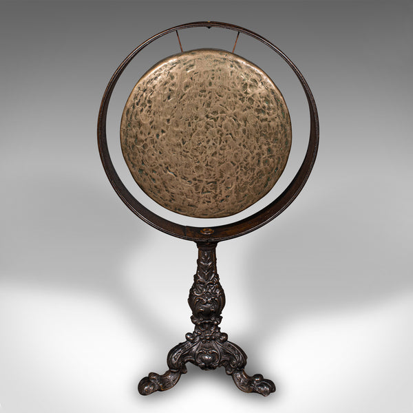 Antique Dining Hall Gong, English Bronze, Cast Iron, Ceremonial, Victorian, 1850