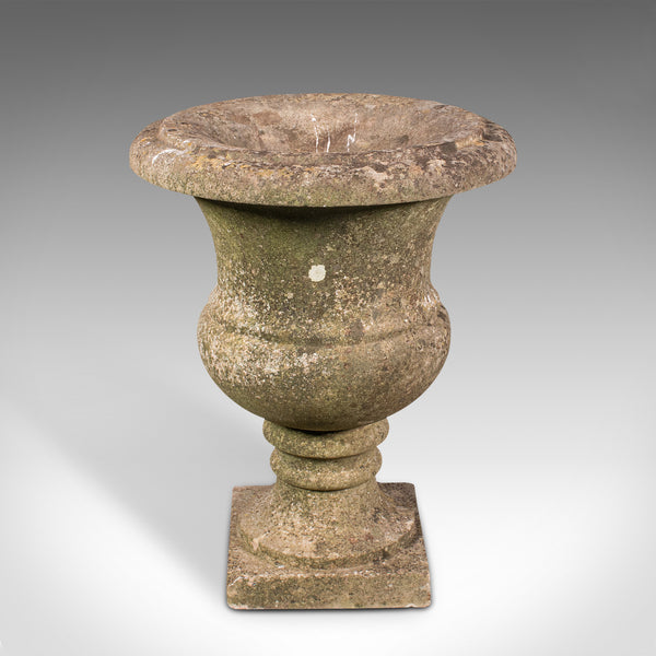 Antique Weathered Planting Urn, English Marble, Decorative Jardiniere, Victorian