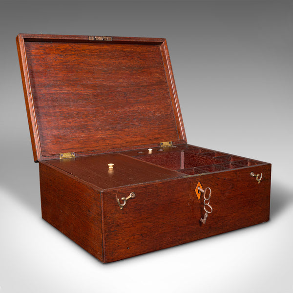 Antique Travelling Jewellery Salesman's Box, English Carry Case, Victorian, 1850