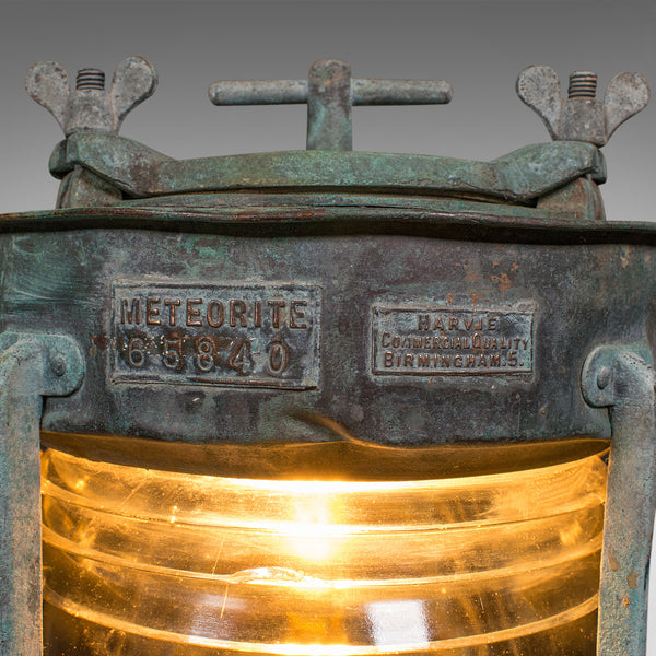 Antique Ship's Anchor Lamp, English, Bronze, Glass, Maritime Light, Edwardian