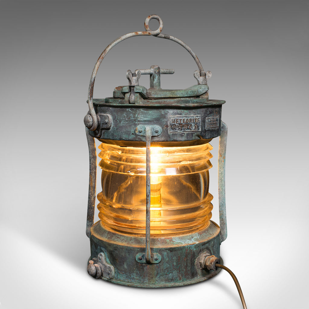 Antique Ship's Anchor Lamp, English, Bronze, Glass, Maritime Light