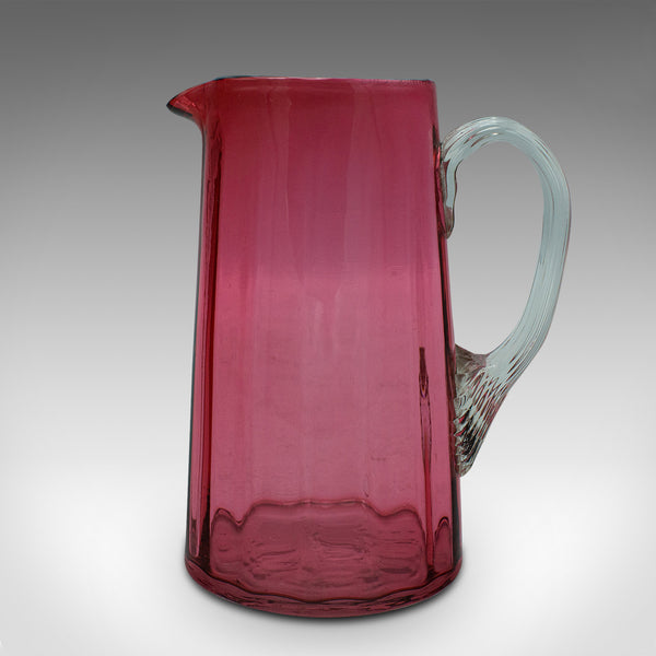 Vintage Cordial Mixer Set, English, Cranberry Glass, Hand-Blown, Pouring Jug