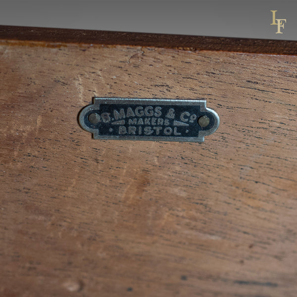 1930's Vintage Oak Desk by Maggs & Co, English Pedestal Library - London Fine Antiques