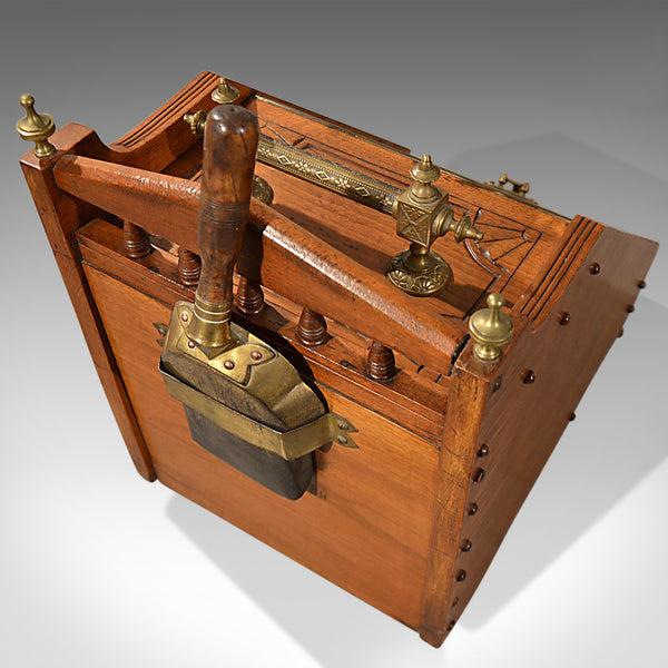 Antique Arts & Crafts Log Bin, Walnut Coal Purdonium, Victorian Fireside Circa 1860 - London Fine Antiques