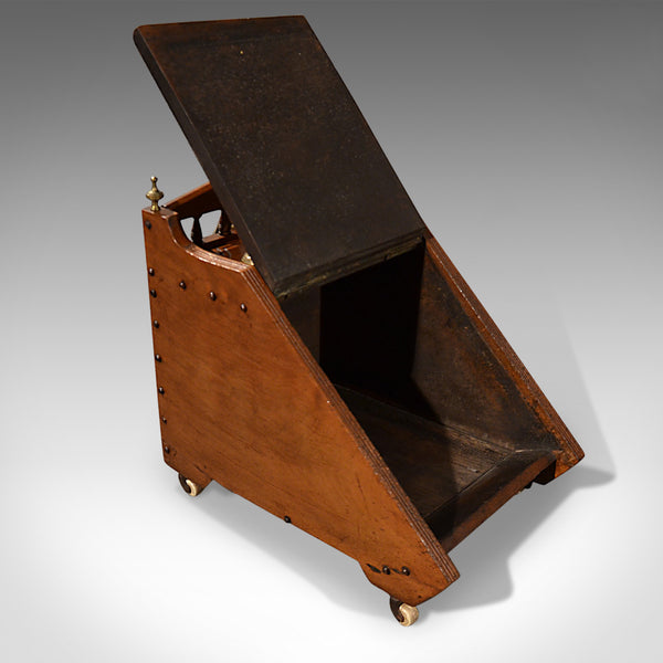 Antique Arts & Crafts Log Bin, Walnut Coal Purdonium, Victorian Fireside Circa 1860 - London Fine Antiques