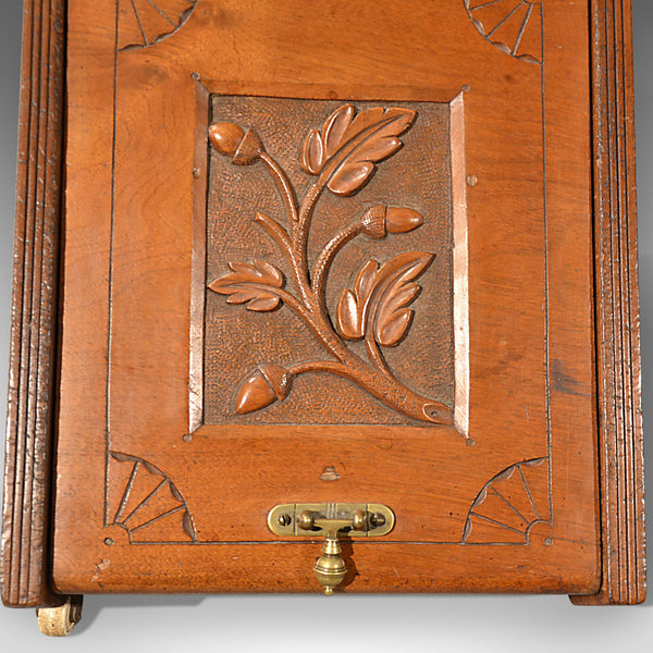 Antique Arts & Crafts Log Bin, Walnut Coal Purdonium, Victorian Fireside Circa 1860 - London Fine Antiques