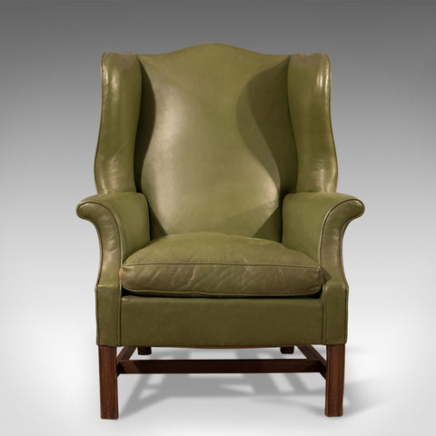 Large Antique Wing Back Armchair, English, Leather, Club Chair, Circa 1900 - London Fine Antiques