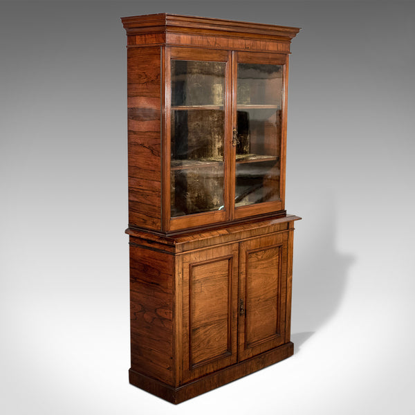 Antique Display Cabinet, Tall, Victorian, Rosewood, Bookcase, Circa 1900 - London Fine Antiques