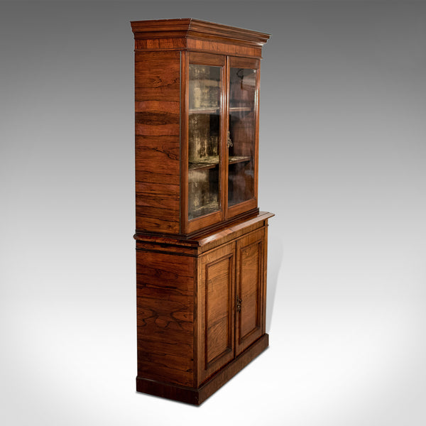 Antique Display Cabinet, Tall, Victorian, Rosewood, Bookcase, Circa 1900 - London Fine Antiques