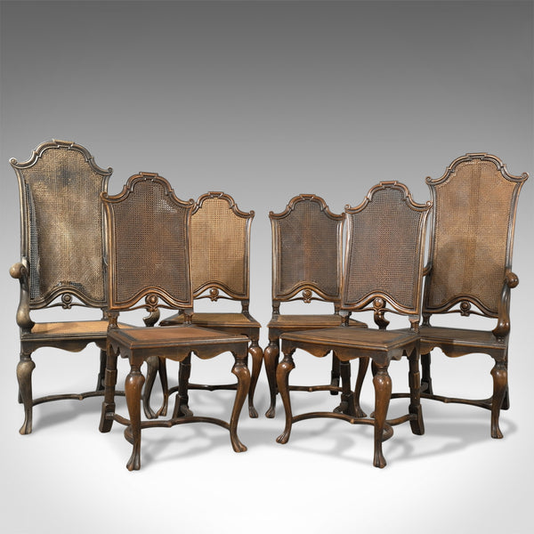 Set of Six, Antique Dining Chairs, Liberty of London, Walnut, Cane, Circa 1880 - London Fine Antiques