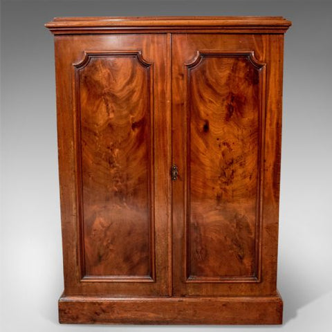 Antique Quality Side Cabinet Cupboard Flame Mahogany English Victorian C1880 - London Fine Antiques