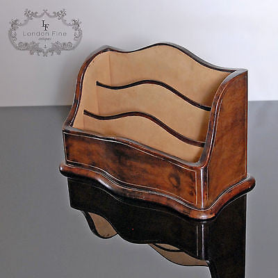 40s Vintage Leather Desk Tidy, French Stationery Letter Rack Desktop Accessories - London Fine Antiques