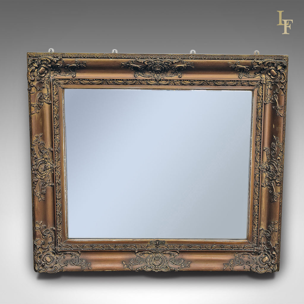 Antique Wall Mirror, Victorian, Gilt Gesso Frame, Later Plate - London Fine Antiques