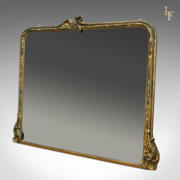 Antique Overmantel Mirror, Large, Victorian, Wall - London Fine Antiques