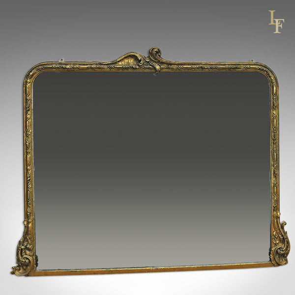 Antique Overmantel Mirror, Large, Victorian, Wall - London Fine Antiques