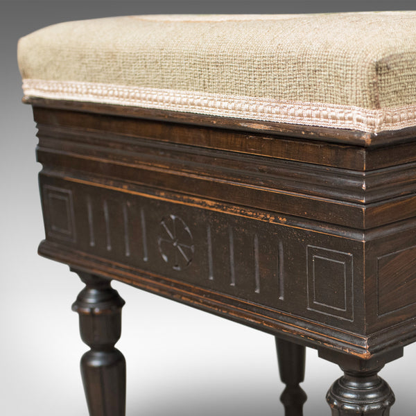 Adjustable Antique Piano Music Stool, English, Victorian, Brooks Ltd c.1880 - London Fine Antiques