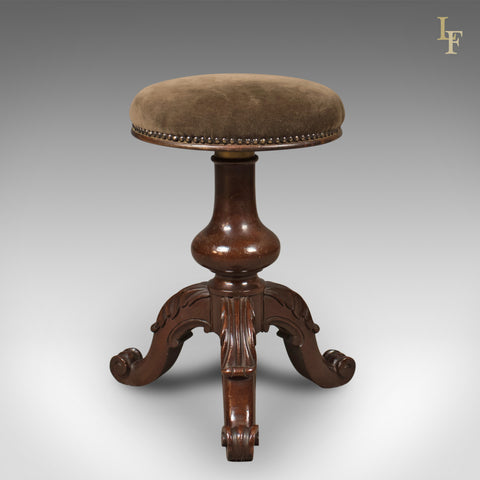 Adjustable Antique Piano Stool, Mahogany, Victorian, English c.1880 - London Fine Antiques