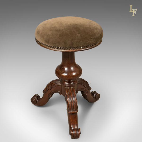 Adjustable Antique Piano Stool, Mahogany, Victorian, English c.1880 - London Fine Antiques