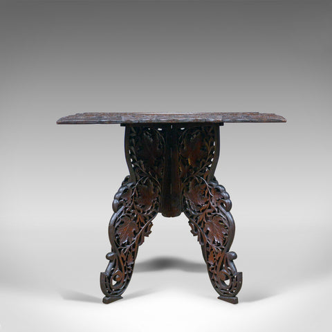 Anglo-Indian Antique Campaign Table, Carved, Teak, Side, Circa 1900 - London Fine Antiques