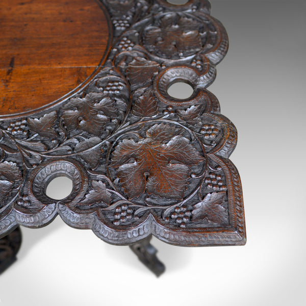 Anglo-Indian Antique Campaign Table, Carved, Teak, Side, Circa 1900 - London Fine Antiques