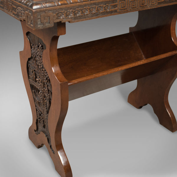 Antique Book Trough Side Table, Oriental Walnut c.1910 - London Fine Antiques