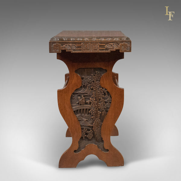 Antique Book Trough Side Table, Oriental Walnut c.1910 - London Fine Antiques
