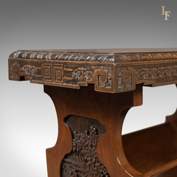 Antique Book Trough Side Table, Oriental Walnut c.1910 - London Fine Antiques