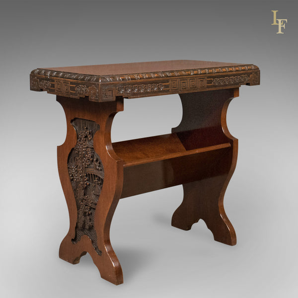 Antique Book Trough Side Table, Oriental Walnut c.1910 - London Fine Antiques