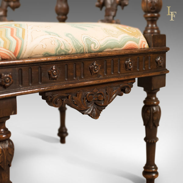 Antique Corner Armchair, Carved Victorian Chair c.1870 - London Fine Antiques