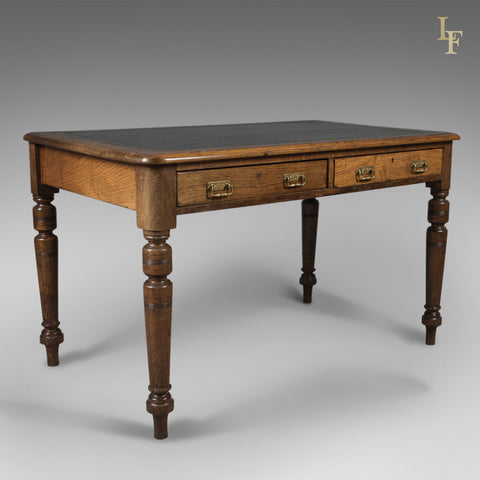 Antique Desk, Victorian Writing Table, English, Oak c.1880 - London Fine Antiques