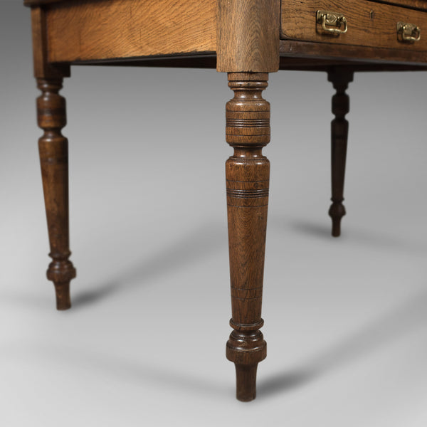 Antique Desk, Victorian Writing Table, English, Oak c.1880 - London Fine Antiques