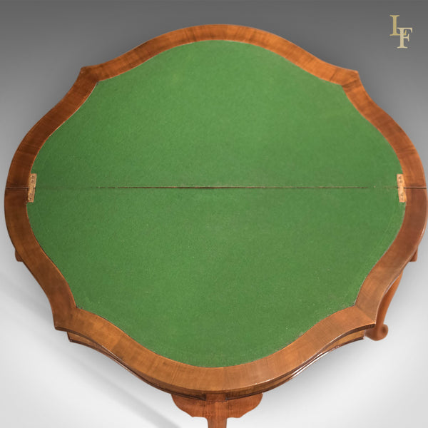 Antique Fold Over Card Table, Edwardian Walnut - London Fine Antiques
