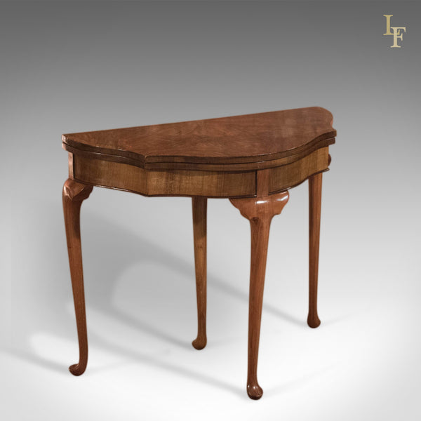 Antique Fold Over Card Table, Edwardian Walnut - London Fine Antiques
