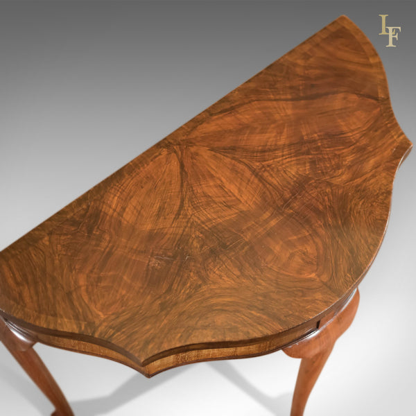 Antique Fold Over Card Table, Edwardian Walnut - London Fine Antiques